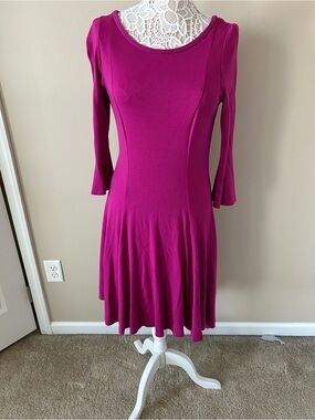 Yoana Baraschi Magenta Long-Sleeve Fit & Flare Dress